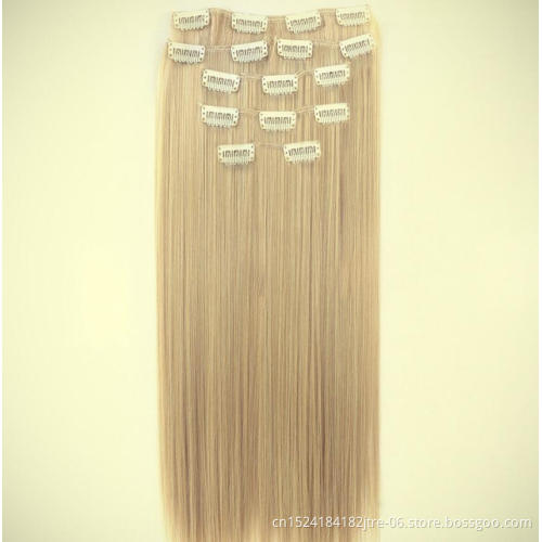 16 clips 5 hair pieces high temperature fiber clip in synthetic hair extension